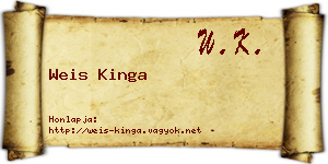 Weis Kinga névjegykártya